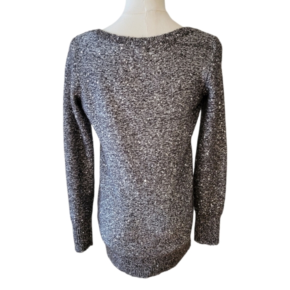 WHBM Black & Gray Marled Sequined Tunic Sweater Size XS - Picture 3 of 5